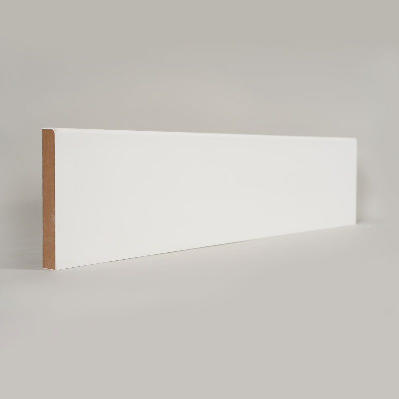 MDF 幅木 (フィラー下塗り & パールホワイト)1/2 インチ x 3 1/2 インチ